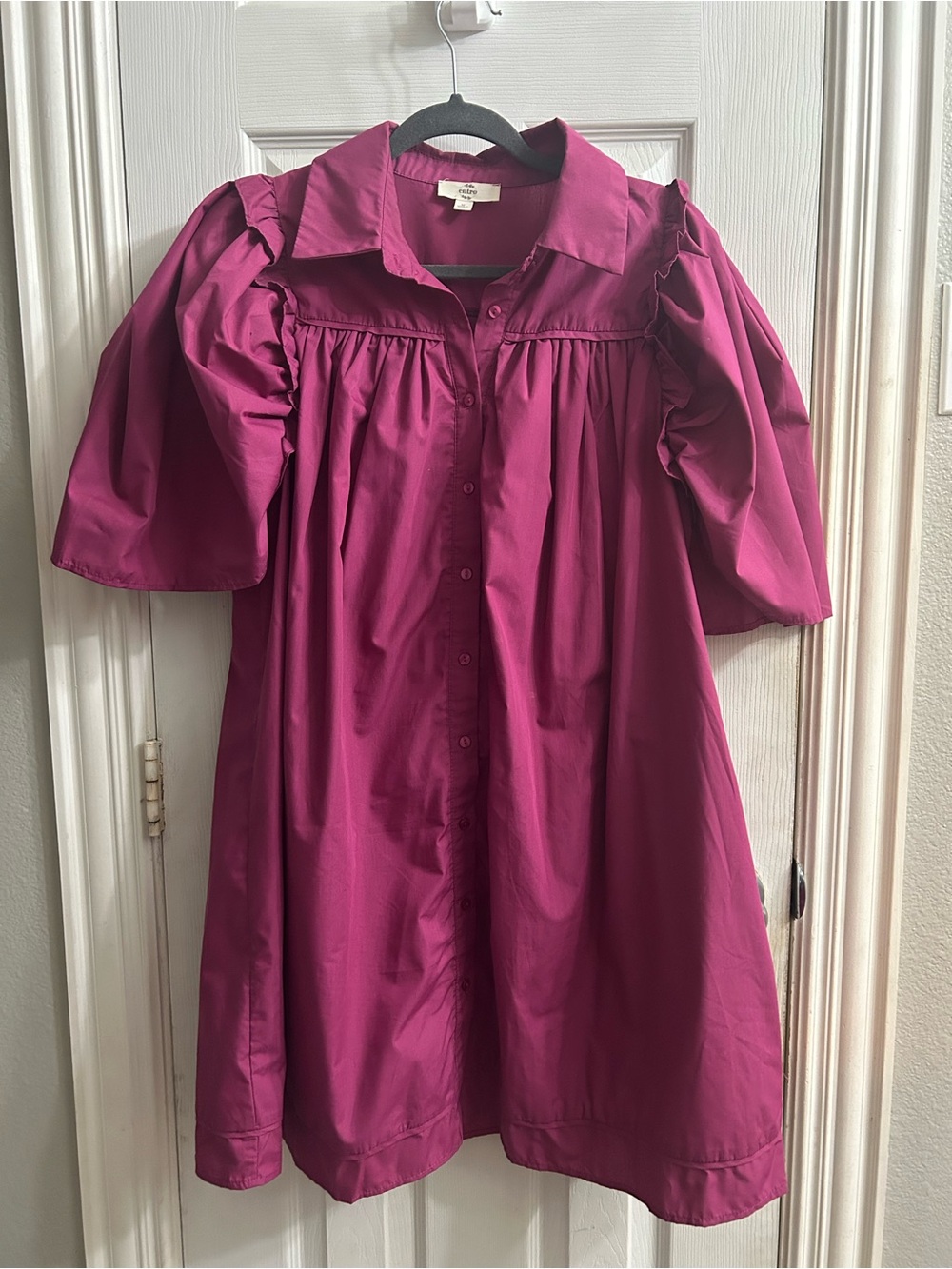 Entro Deep Magenta Button-Front dress